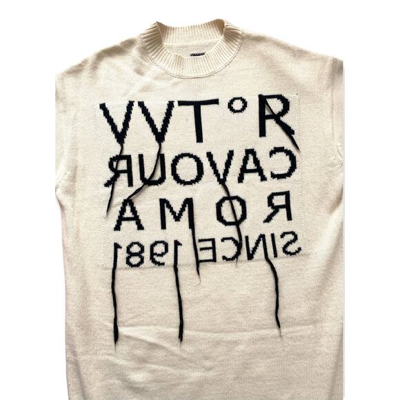 Cavour Roma Oversized Lettering Wool Blend Tunic Sweater Dress - Picture 3 of 8